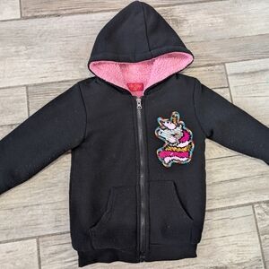 Kids Black Hoodie with Colorful Unicorn Patch